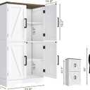 Treocho Bathroom Floor Cabinet, Farmhouse Bathroom Storage Cabinet with Doors and Adjustable Shelves, Freestanding Kitchen Pantry Cabinet, Cupboard for Living Room, Dining Room, White, 23.62 x 43.31 x 13.78 inches