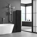 TEENFON Tall Bathroom Cabinet, Storage Cabinet with 6 Shelves & Drawer, Bathroom Storage Cabinet with Adjustable Shelves, Tall Cabinet for Living Room, Home Office, Black, 11.8"D x 15.8"W x 67.1
