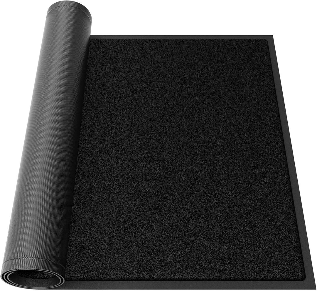 Sturdy Front Door Mat, 36" x 48" Heavy Duty Outdoor Indoor Mats to Trap Dirt and Moisture, Non-Slip Waterproof Doormat Inside Entrance, Washable Welcome Mats for Home EntrywayBlack