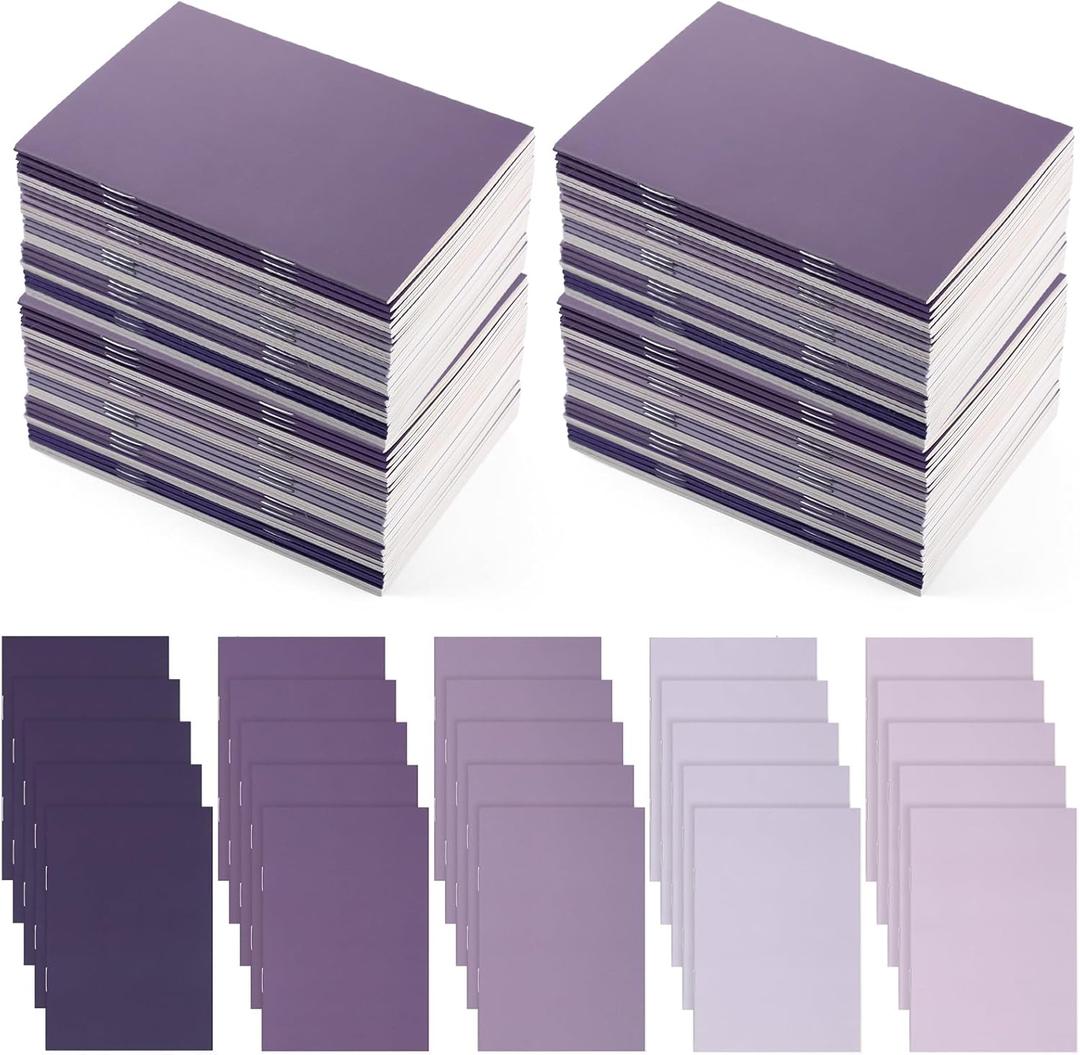 Eaasty 50 Pcs Mini Notebooks Bulk Small Pocket Notepads Journals Lined Paper Gradual Cover Paper for Coworkers Nurse Teacher Employee Office Social Worker (Purple)