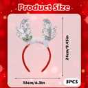 Christmas Reindeer Antlers Headband, 3 PCS Glitter Elk Antlers Hair Bands, Gold Sequin Deer Antler Headwear for Women Girls Xmas Cosplay Costume Hair Accessories Holiday Party Favor Supplies