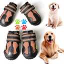 CovertSafe& Dog Boots for Dogs Non-Slip, Waterproof Dog Booties for Outdoor, Dog Shoes for Medium to Large Dogs 4Pcs with Rugged Sole Black-Brown (Size 1: 2.3''x1.6'')(L*W) for 10-23 lbs)