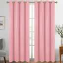 Diraysid Pink Grommet Blackout Curtains for Bedroom Thermal Insulated Room Darkening Curtains Drapes, 52 x 84, 2 Panels