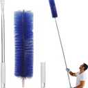 Gutter Guard Cleaner, Cobweb Duster with Extension Pole, 8FT Long Medium Stiff Bristles Brush, Good to Brush Stuff Off The Roof or The Gutter Guard, The Cobwebs Under The Gutters or Rafters, Blue