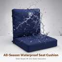 Favoyard Waterproof Outdoor Chair Cushion Set, Blue, 22" x 22" | 3-Year Fade Resistant Patio Seat & Back Cushion, Quick Dry, Removable Cover, All-Season for Garden, Rocking Chair, Sofa Couch