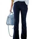 Sidefeel Women's Corduroy Flare Pants Elastic Waist Bell Bottom Trousers XX-Large Blue