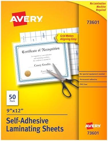 Avery Clear Laminating Sheets, 9" x 12", Permanent Self-Adhesive, 50 Self-Laminating Sheets, Great for Protecting Documents, Photos, and Signs More (73601)