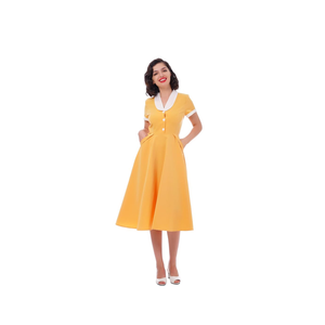 1950s Vintage Shirt Dress for Women Short Sleeve Peter Pan Collar Gingham Dress Audrey Hepburn Style Cocktail Swing Dresses, Mediu