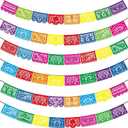 6 PCS Fiesta Party Decorations Mexican Party Banners, Independence Day Decor, Cinco De Mayo Mexico Decor, Plastic Papel Picado, Dia De Los Muertos, Day of The Dead Decor, 12 Patterns/ 90 Feet Total