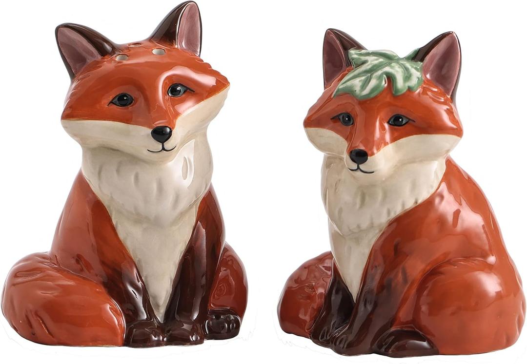 Bico Fox Salt & Pepper Shaker Set for Fall and Autumn, Dishwasher Safe