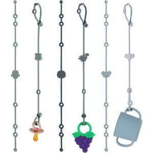 Slotic 6-Pack Baby Toy Straps, Silicone High Chair & Stroller Straps, Toddler Bottle & Car Seat Accessories, Baby Travel Essentials with Pacifier Clips