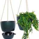 SwinDuck 10 Inch Self Watering Hanging Pots, 2 Pack Hanging Planters with 40oZ Deep Reservior for Indoor Outdoor Plants Flowers, Black Speckles