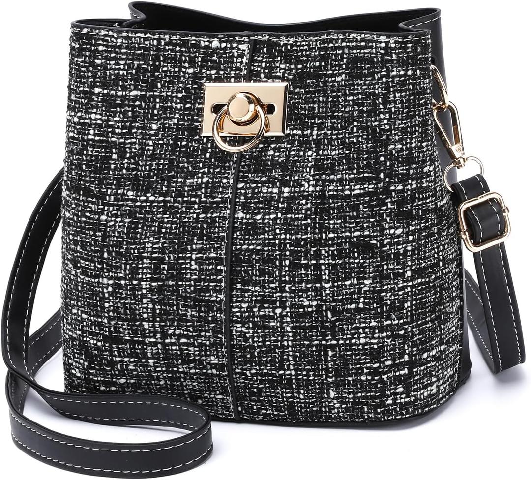 PINCNEL Small Crossbody Purses for Women, Shoulder Bag for Women, PU Leather Crossbody Bags Bucket Bag Handbags (Small, Black1)