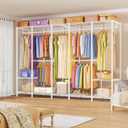 ULIFHOME H50 Clothes Rack, Large Clothing Racks for Hanging Clothes, White
Heavy Duty Garment Rack with Shelves, Freestanding Portable Wardrobe Closet 89.8'' W x 15.8" D x 76.2" H, Max Load 1400 Lbs