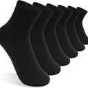 Kids Athletic Crew Socks Seamless Girls Cotton Socks Half Cushioned Quarter Socks for Boys 6 Pairs Black 9-12Y (Black)