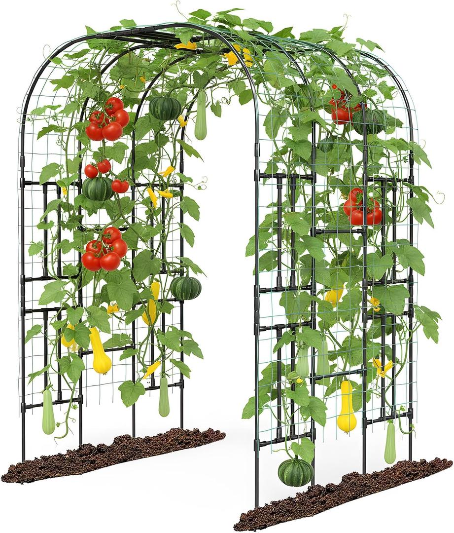 Aohanoi Garden Arch Trellis for Climbing Plants,7.22 FT Tall Large Arbour Archway for Rose Vine Cucumber Vegetables, Wide Garden Arch for Lawn, Party, Ceremony Wedding Decoration