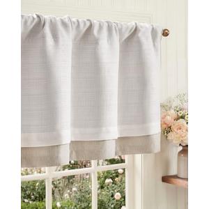 jinchan Curtain Light Filtering Kitchen for Living Room Bedroom Small Windows Valance 18 Inch Double Layer Farmhouse Window Rustic Overlay Rod Pocket 1 Panel Ivory