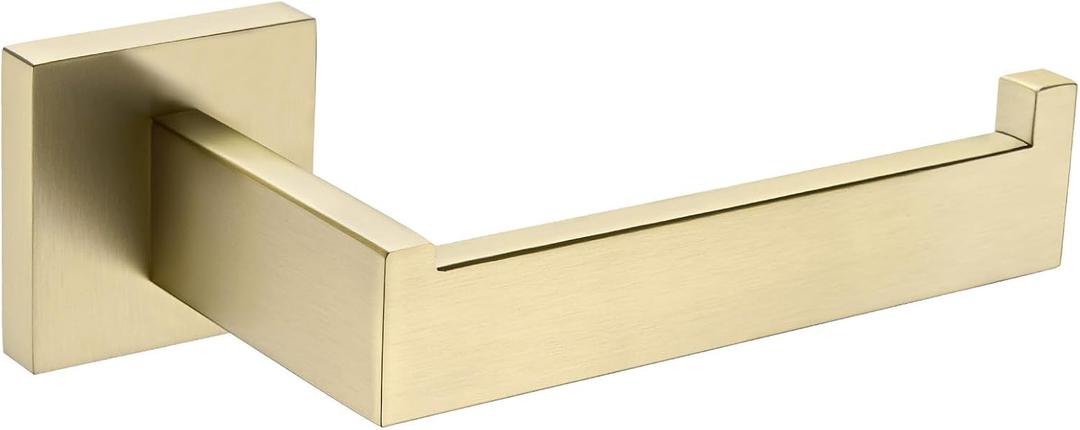 Angle Simple Toilet Paper Holder, SUS304 Stainless Steel Bathroom Tissue Holder, Open Arm Paper Roll Hanger Wall Mount, Brushed Gold
