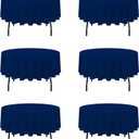 BRILLMAX 6 Pack Navy Blue Round Tablecloths 70 Inch for 30-48 Tables - 150 GSM Polyester Fabric, Standard Drop, Water, Stain & Wrinkle Resistant Cloth Cover for Wedding Reception Banquet Dining