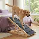 Wide Dog Ramp for Bed Couch Folding Dog Ramps for Large Dogs Up to 200 lbs, 43.3" Long Pet Ramp Adjustable Height Up to 24