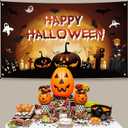 KatchOn Haunted Happy Halloween Backdrop - XtraLarge, 72x44 Inch | Scary Pumpkin Banner for Outdoor Decorations