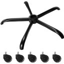 Frassie Office Gaming Chair Metal Base Replacement with 5 Wheels Bell Glides Replacement, 28 Inch Heavy Duty 2500 Lbs Universal Computer Chair Stool Base Part (Black)