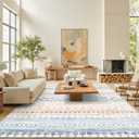 8x10 Area Rug for Living Room Moroccan Washable Rugs Non Slip Indoor Floor Carpet Foldable Large Soft Area Rug for Dining Room Bedroom with Low Pile(Colorful,8'x10')