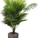 Tall Artificial Palm Tree with Realistic Leaves and Stone Textured Planter