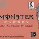 Monster Energy Ultra Peachy Keen, Sugar Free Energy Drink, 16 oz (Pack of 15)