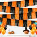 4 Pack Each 10Ft Foil Fringe Garland Halloween Parade Floats for Trailer Car, Black Orange Tinsel Curtain Banner Streamers for Graduation Homecoming Halloween Party Decor (Black+Orange)