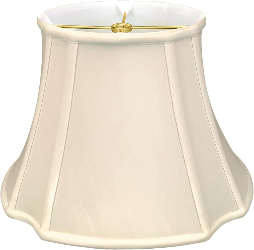 Royal Designs BS-709-15BG Oval Inverted Corner Lamp Shade, (7 x 9) x (12.75 x 15) x 10.75, Beige