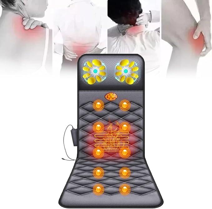 Electric Massage Mattress MatFull Body Electric Massage Mat with Shiatsu Kneading Massage Heads, Foldable Full Body Massager Cushion with 9 Modes 10 Vibration Motors for Pain Relief