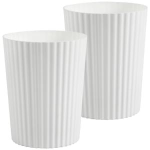 JiatuA Small Trash Can Plastic Wastebasket Round Garbage Container Bin for Bathroom, Kitchen, Bedroom, Home Office, College Dorm, White, 2 Pack