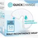 QuickChange Men's Incontinence Wrap, Maximum Absorbency Catheter Alternative for Males with Reduced Mobility | 17 Ounce Capacity, Adjustable Size, 50-Count