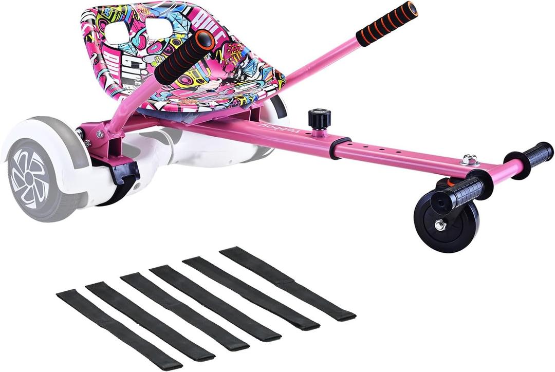 Eco-Friendly Hoverboard Seat Attachment - Cool Seat, Swivel Wheel, Adjustable Length - Compatible with 6.5", 8", 8.5", 10" Hoverboards - Safe & Enjoyable Riding for Kids and Teenager (Pink)