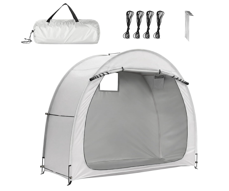 Bike Storage Shed Tent,6.8x2.6FT Outdoor Portable Bicycle Storage Sheds for Bikes,Bike Covers Shelter for Motorcycle,Garden Tools,Lawn Mower (Light Grey)