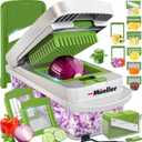 Mueller Pro-Series 10-in-1, 8 Blade Vegetable Chopper, Onion Mincer, Cutter, Dicer, Egg Slicer with Container, French Fry Cutter Potato Slicer, Home Essentials, Salad Chopper White Sand/Green