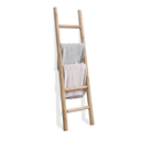 FUIN 57in Wood Blanket Ladder Living Room Decorative Wall Leaning Farmhouse Quilt Display Holder Rustic Wooden Towel Rack for Bathroom, Brown