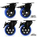 Caster Wheels, Heavy Duty 4 Inch Casters Set of 4, Locking Swivel Casters Wheels for Cart, Furniture and Workbench, Blue