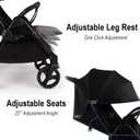 Lvvbaby Double Stroller with Adjustable Large Canopies, Double Seats Lightweight Stroller for Twins,Compact Fold,One-Handed Fold,Reclining Seats,Silent Wheel,5-Point Harness and Big Storage Basket