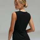 Real Essentials 5 Pack: Women's Dry-Fit Tank Top - Racerback Sleeveless T-Shirt Athletic Workout Gym Shirt (Black, XXXL)