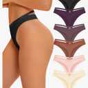 Women's Underwear Seamless Thongs 6 Pack No Show Thong Breathable Invisibles Hollow Out Sexy Panties Underwear, XS