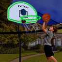 Trampoline Basketball Hoop with Solar Lights, Basketball Hoop for Trampoline Fits Diameter 25mm - 32mm Straight & Curved Pole,Universal Trampoline Basketball Hoop Attachment with Ball and Pump