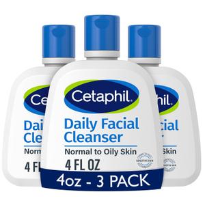 Cetaphil Face Wash, Daily Facial Cleanser for Sensitive, Combination to Oily Skin, 4 Oz, Gentle Foaming, Soap Free, Hypoallergenic, Pack of 1