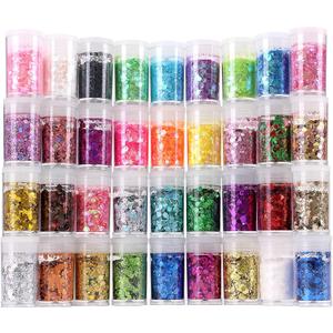 Chunky and Fine Glitter Mix, Estanoite 36 Colors Chunky Sequins & Fine Glitter Powder Mix, Cosmetic Makeup Flakes for Face Body Eye Nail Art Resin Epoxy