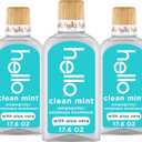 Hello Clean Mint Alcohol Free Mouthwash with Aloe Vera, 17.6 Fl Oz, Antigingivitis Gum Mouthwash with Farm Grown Mint, Fluoride Free, No Alcohol for Zero Burning, Vegan, Minty Oral Rinse, 3 Pack