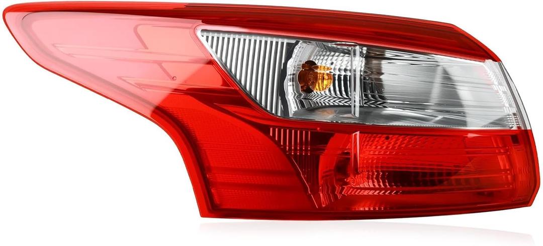 Tail Lights Outer Compatible with 2012-2014 Ford Focus S SE SEL Titanium Sedan Halogen Type Brake Rear Lamp Taillights Replacement for FO2818151 (Left Driver Side)