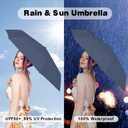 ESUFEIR Mini Sun Umbrella for Purse With Case, Small Compact UV Umbrella Travel Essentials, Lightweight Portable Parasol Windproof for Women Men Kids (Haze blue)