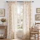 jinchan Amlie Linen Floral Curtains 96 inch Length Curtains for Living Room Bedroom Farmhouse Country Decor Drapes Light Filtering Window Treatment Back Tab Rod Pocket 2 Panels Taupe