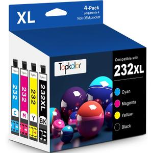 232XL Ink Cartridges Combo Pack Remanufactured Replacement for 232 Ink Cartridge 232 XL for Printer XP-4200 WF-2930 XP-4205 WF-2950, 232 232XL Ink Cartridge 4 Pack
